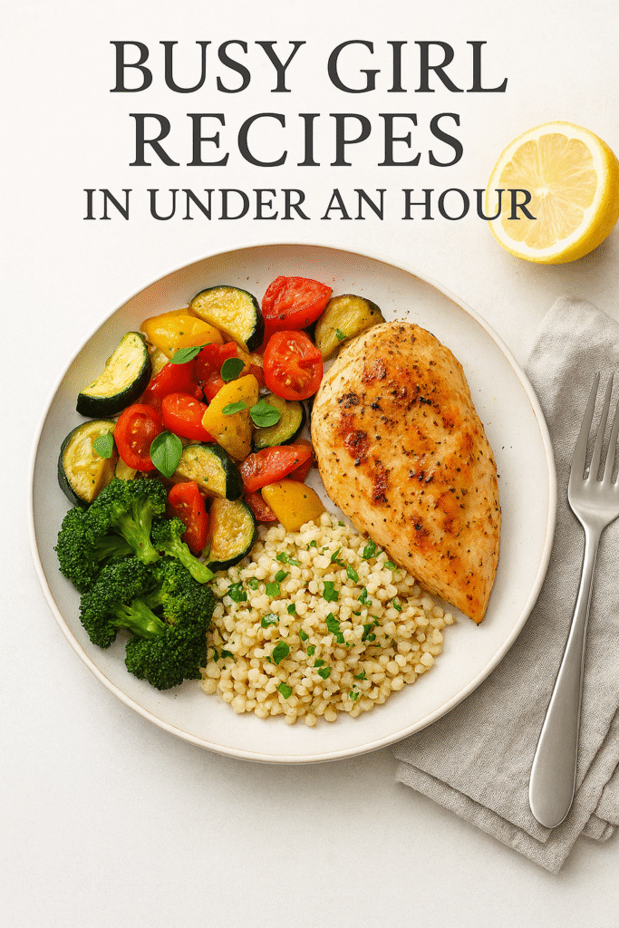 Quick healthy meal prepared in under an hour for busy women
